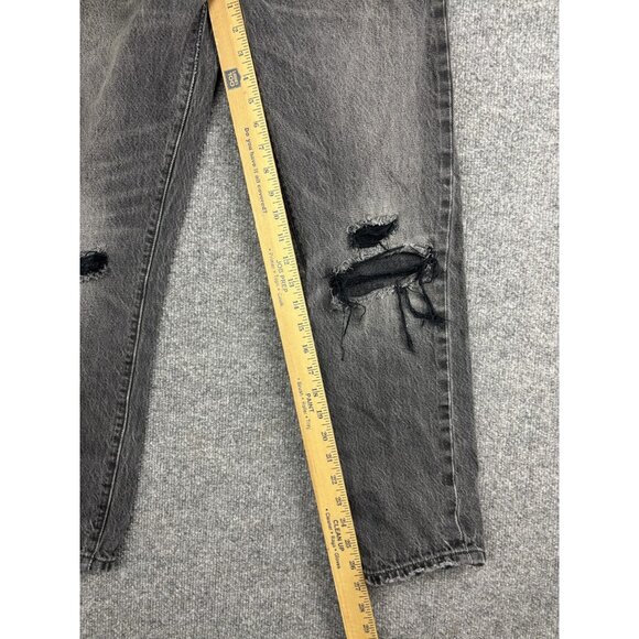 Levis 501 CT Jeans Mens 26x32 Black Distressed Tapered Button Fly Denim Ripped - Picture 5 of 11